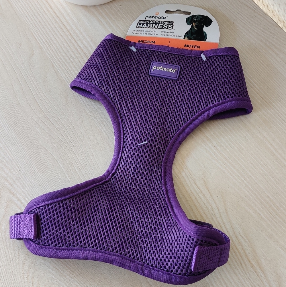 💰Petmate Purple Mesh Adjustable Dog Harness, Medium